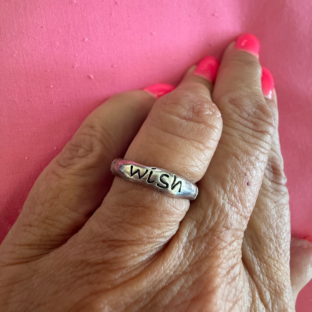 Sterling Silver ‘Wish’ Ring Engraved Band Size 6 Minimalist Inspirational